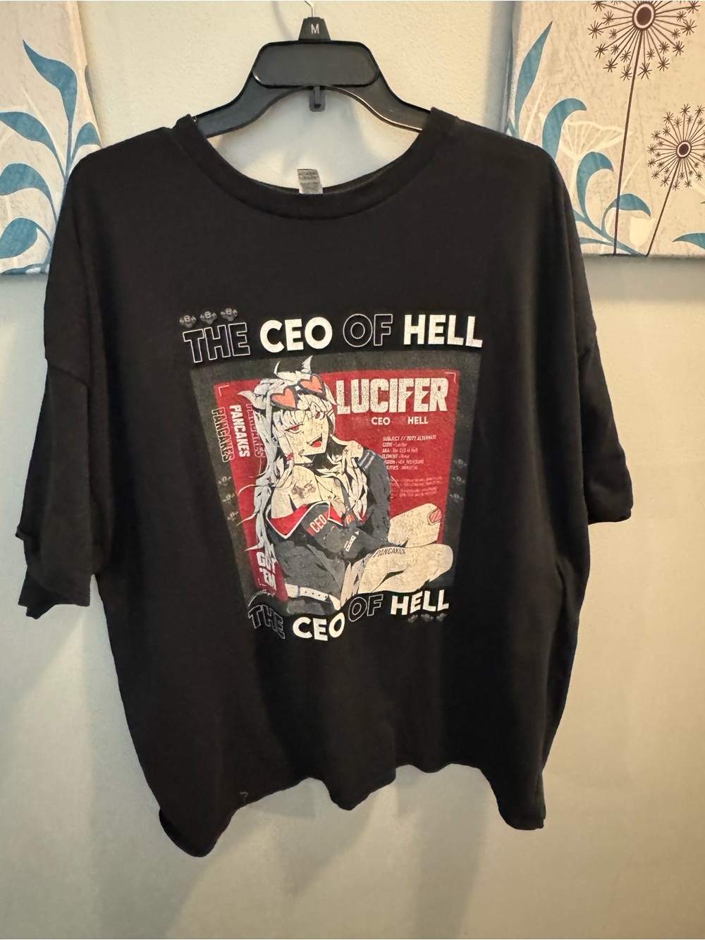 Lucifer Graphic Tee "The CEO of Hell" - Black & Red Anime Print T-shirt Size 3x